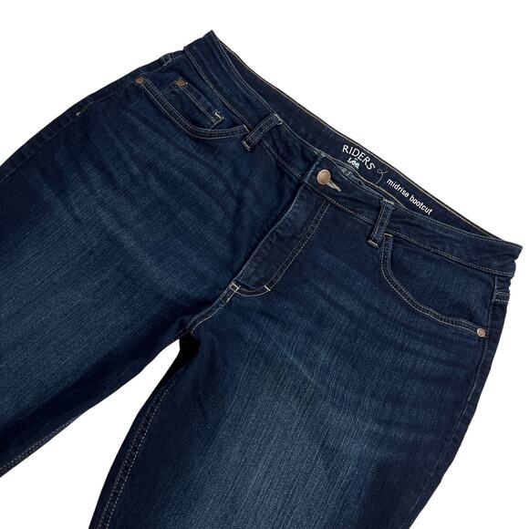 Lee Riders Midrise BootCut Dark Wash Jeans Stretch Denim Size 16P - Picture 1 of 13